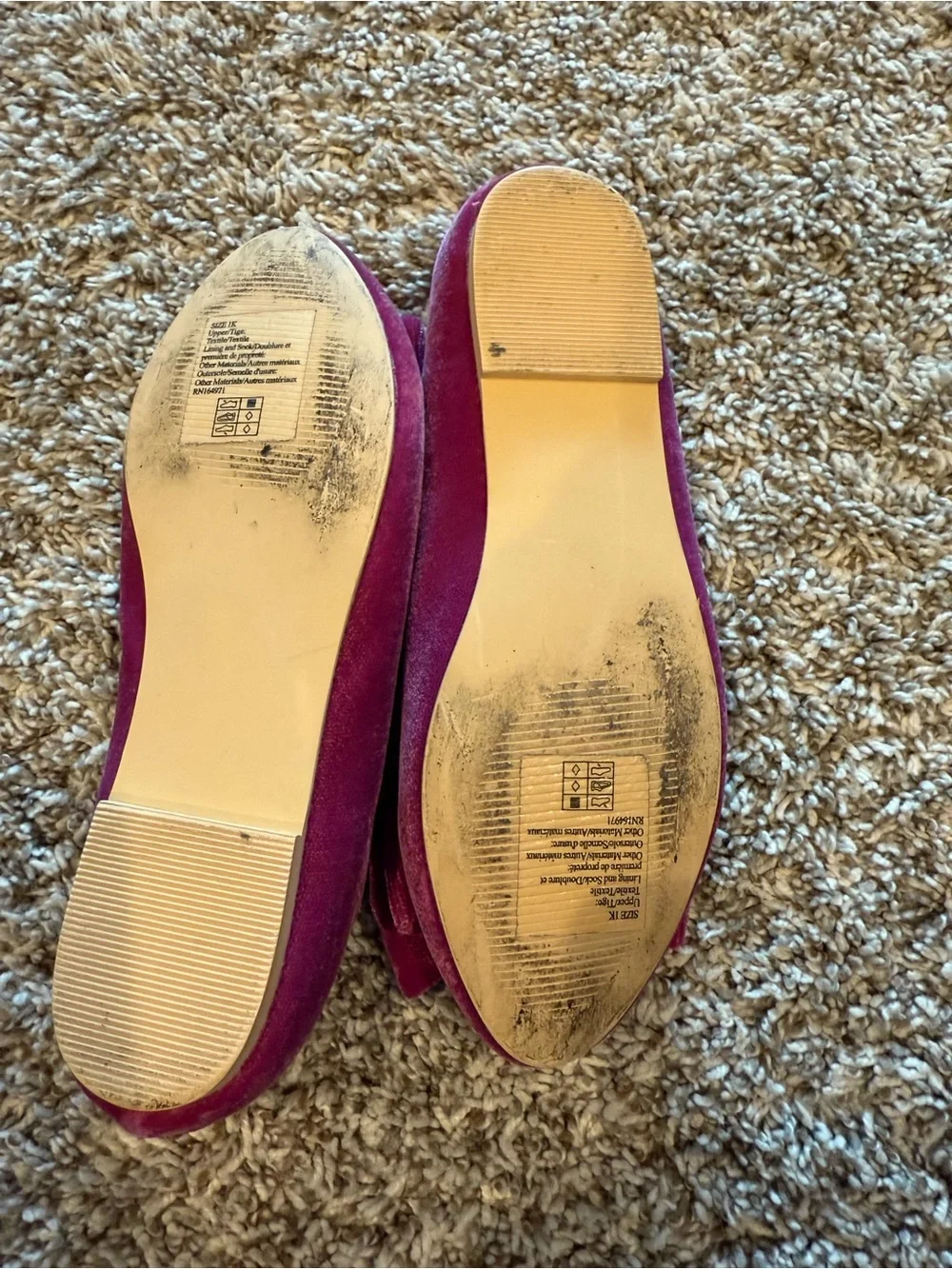 Janie and Jack Girls Velvet Bow Dress Flats - Raspberry